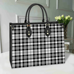Clan Scott Black & White Modern Tartan Leather Bag ES24 Clan Scott (Scott Tartan) Tartan Today   