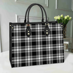 Clan Menzies Black & White Modern Tartan Leather Bag FL83 Clan Menzies Tartan Today   