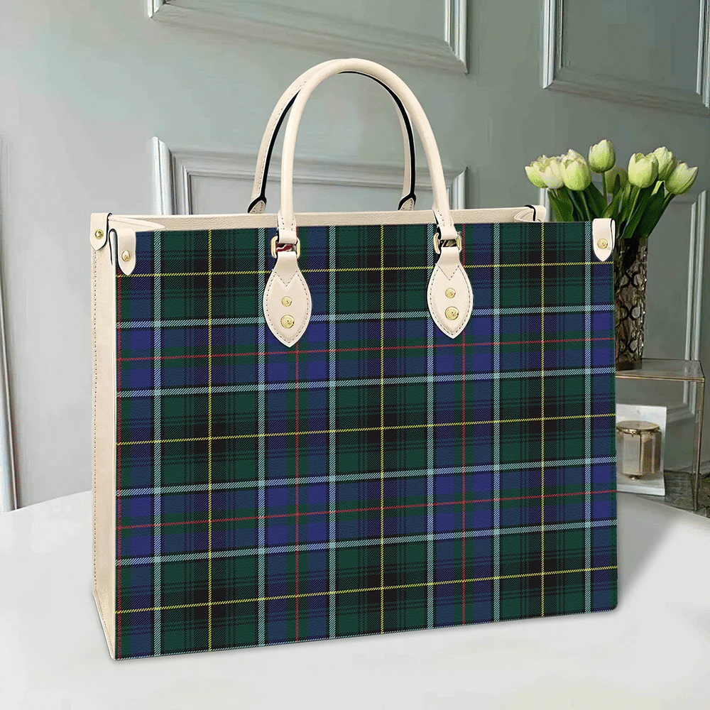 Clan MacInnes Modern Tartan Leather Bag JM24 Clan MacInnes Tartan Today   