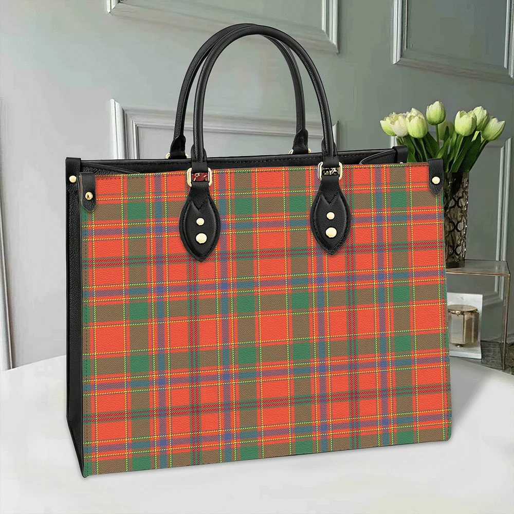 Clan Munro Ancient Tartan Leather Bag EP86 Clan Munro Tartan Today   
