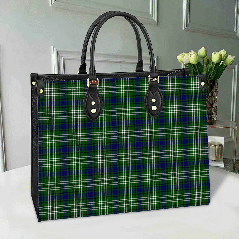 Clan Tweedside District Tartan Leather Bag BU69 Clan Borthwick Tartan Today   