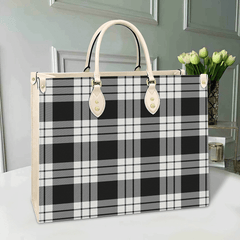 Clan MacFarlane Black & White Tartan Leather Bag AZ68 Clan MacFarlane Tartan Today   