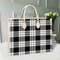 Clan MacFarlane Black & White Ancient Tartan Leather Bag LW43 Clan MacFarlane Tartan Today   
