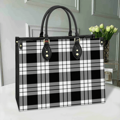 Clan MacFarlane Black & White Ancient Tartan Leather Bag LW43 Clan MacFarlane Tartan Today   