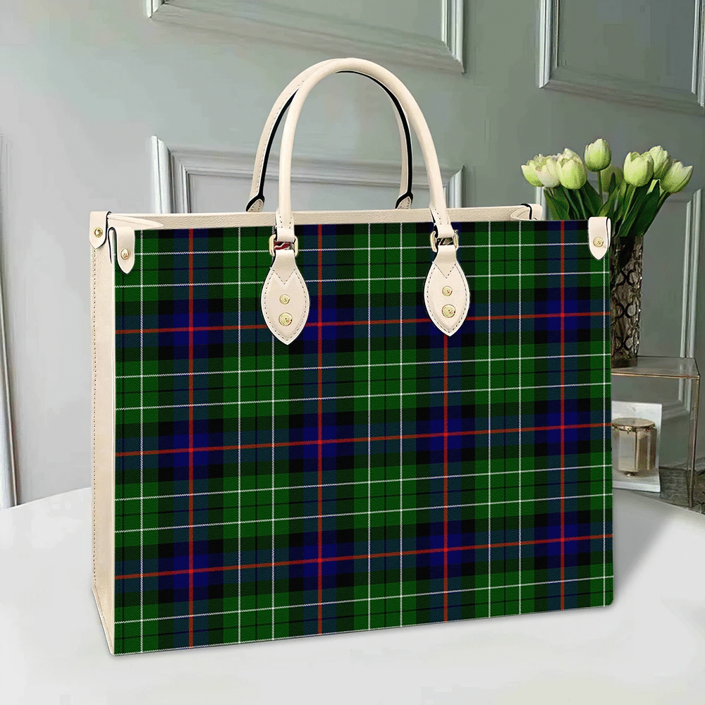 Clan Leslie Hunting Ancient Tartan Leather Bag CF62 Clan Leslie Tartan Today   