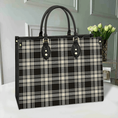 Clan Menzies Black & White Ancient Tartan Leather Bag VV96 Clan Menzies Tartan Today   