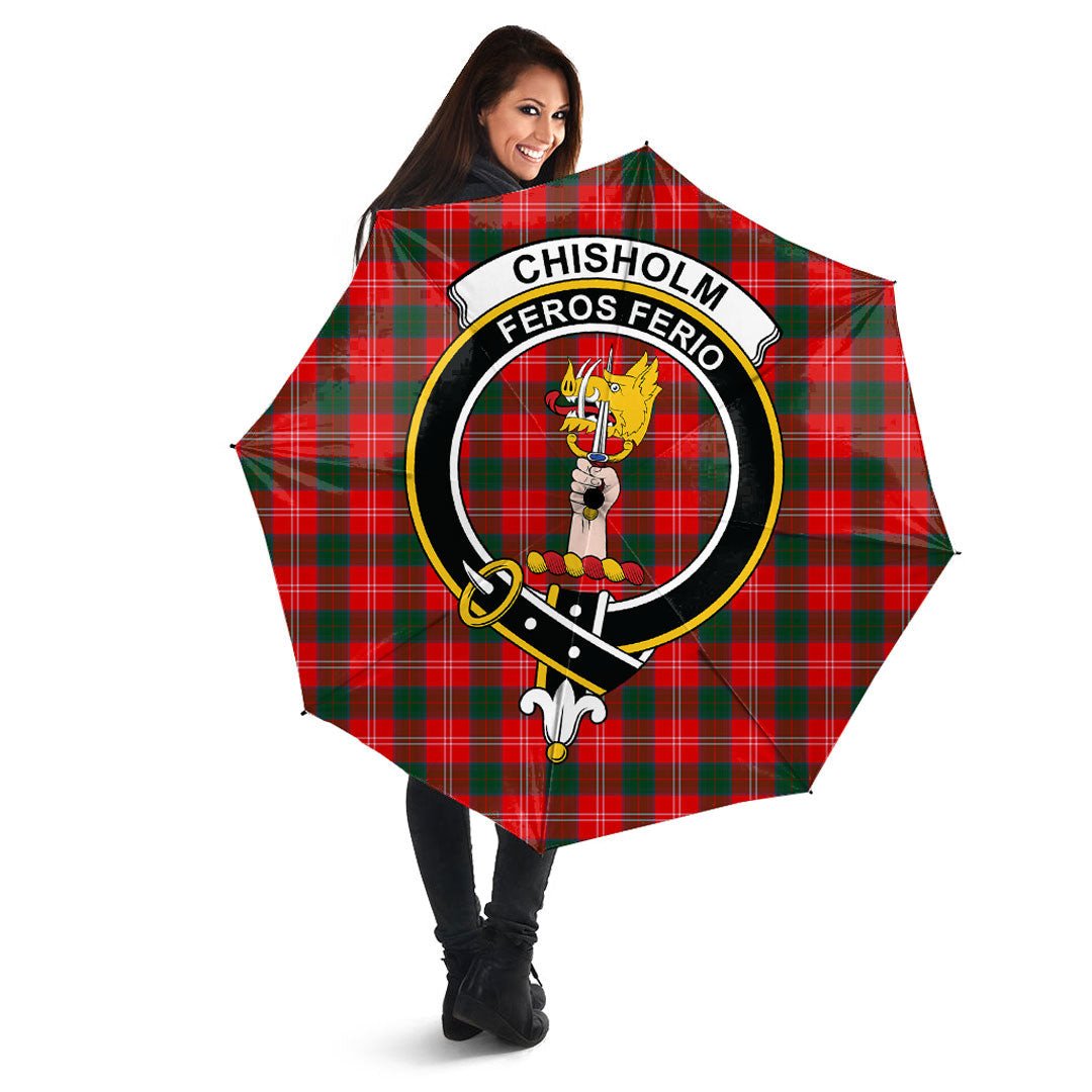 Clan Chisholm Modern Tartan Crest Umbrella FT46 Clan Chisholm Tartan Today   