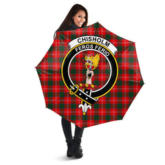 Clan Chisholm Modern Tartan Crest Umbrella FT46 Clan Chisholm Tartan Today   