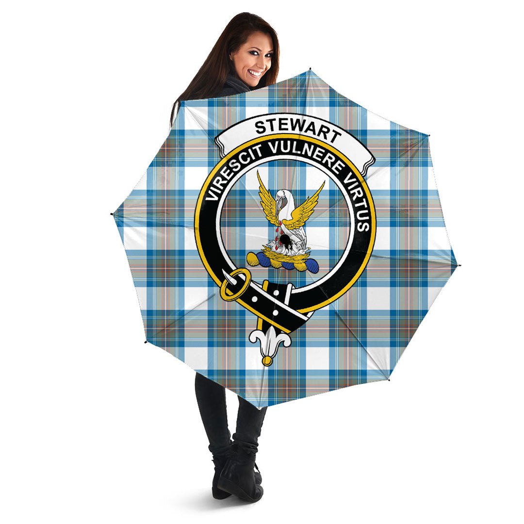 Clan Stewart Muted Blue Tartan Crest Umbrella XQ66 Clan Stewart Tartan Today   