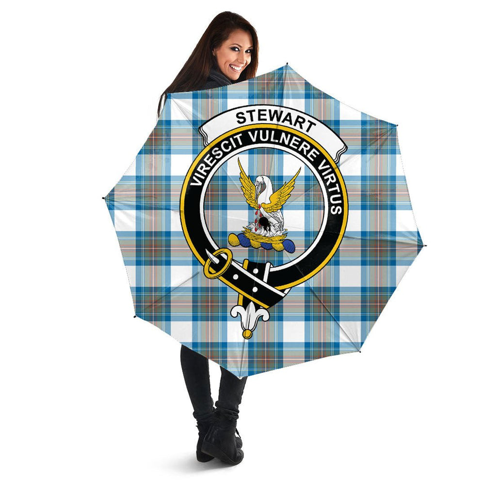 Clan Stewart Muted Blue Tartan Crest Umbrella XQ66 Clan Stewart Tartan Today   