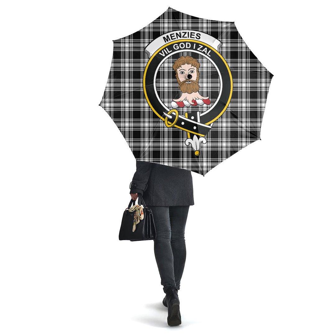 Clan Menzies Black White Modern Tartan Crest Umbrella SJ76 Clan Menzies Tartan Today   