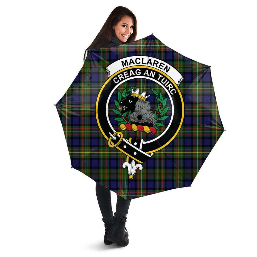 Clan MacLaren Modern Tartan Crest Umbrella QE56 Clan Hall Tartan Today   