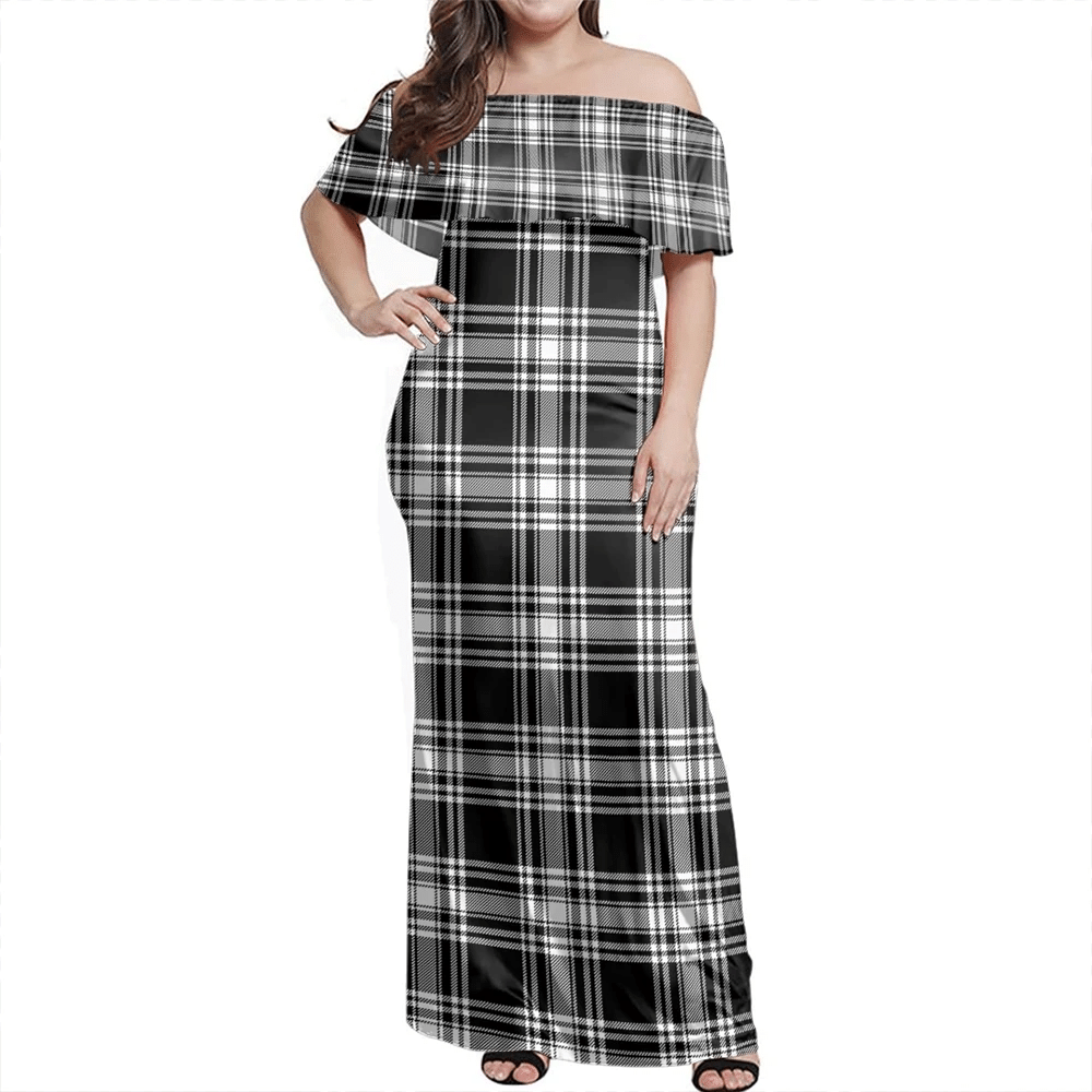 Clan Menzies Black & White Modern Tartan Hawaii Dress EH46 Clan Menzies Tartan Hawaii Dress   