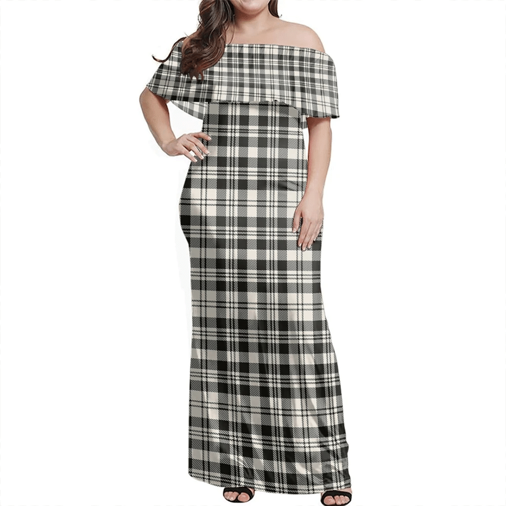Clan Scott Black & White Ancient Tartan Hawaii Dress KO73 Clan Scott (Scott Tartan) Tartan Hawaii Dress   