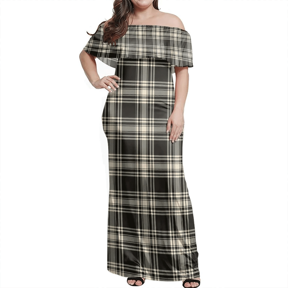 Clan Menzies Black & White Ancient Tartan Hawaii Dress JW64 Clan Menzies Tartan Hawaii Dress   