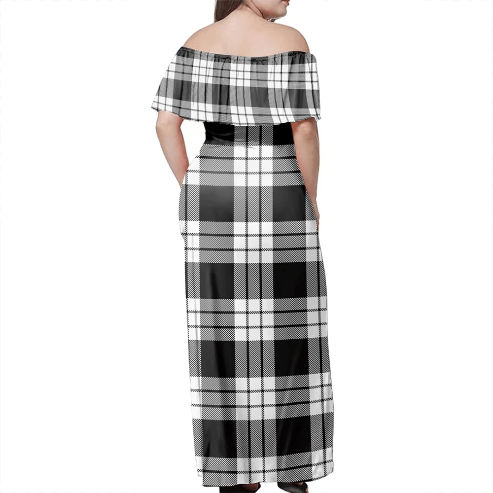 Clan MacFarlane Black & White Ancient Tartan Hawaii Dress EC58 Clan MacFarlane Tartan Hawaii Dress   