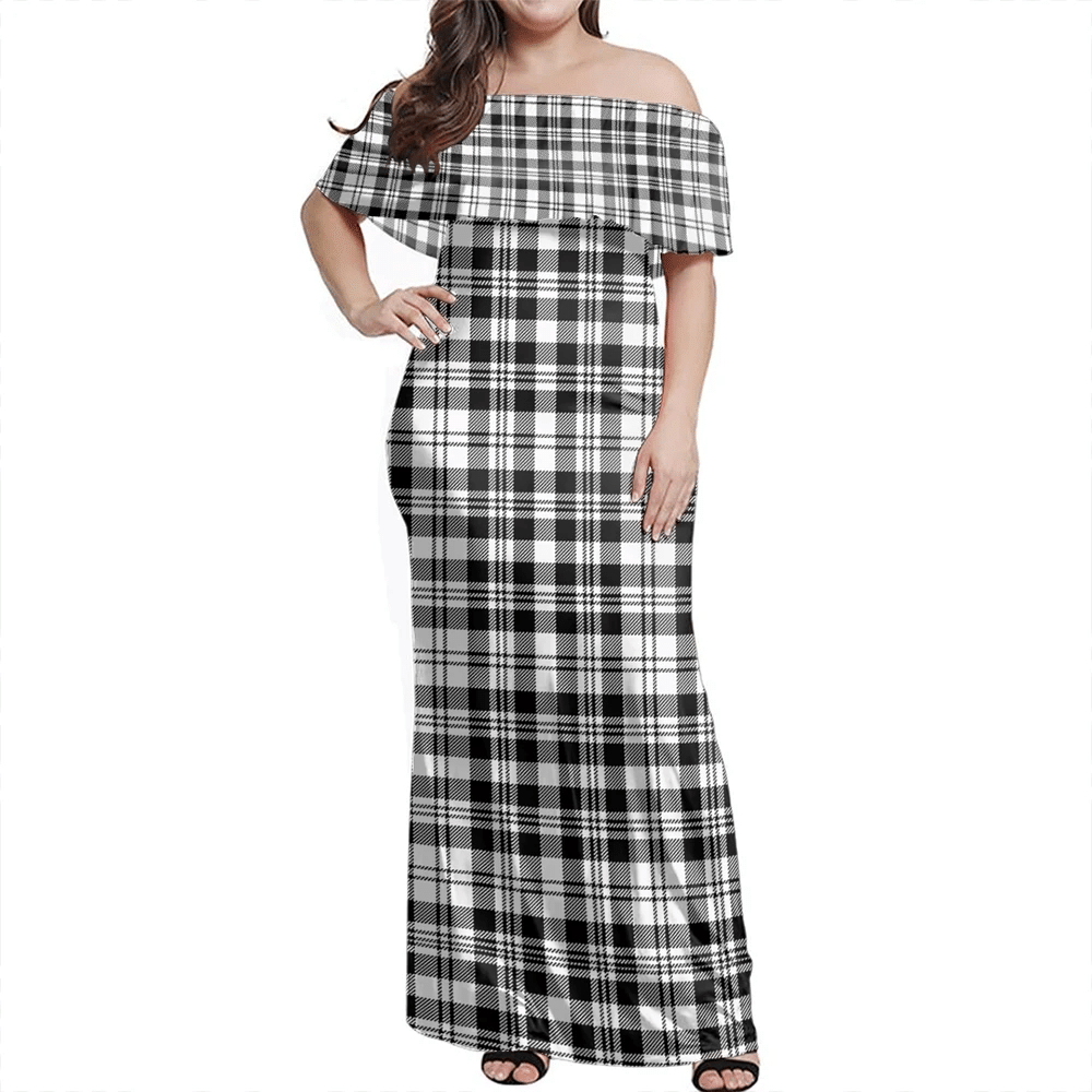 Clan Scott Black & White Modern Tartan Hawaii Dress CD36 Clan Scott (Scott Tartan) Tartan Hawaii Dress   
