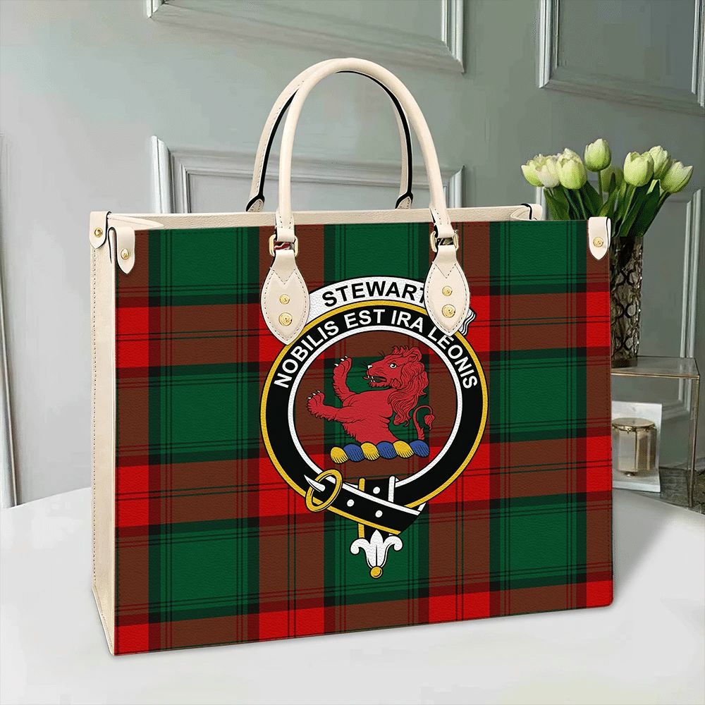 Clan Stewart Atholl Modern Tartan Crest Leather Bag UQ80 Clan Stewart Tartan Today   