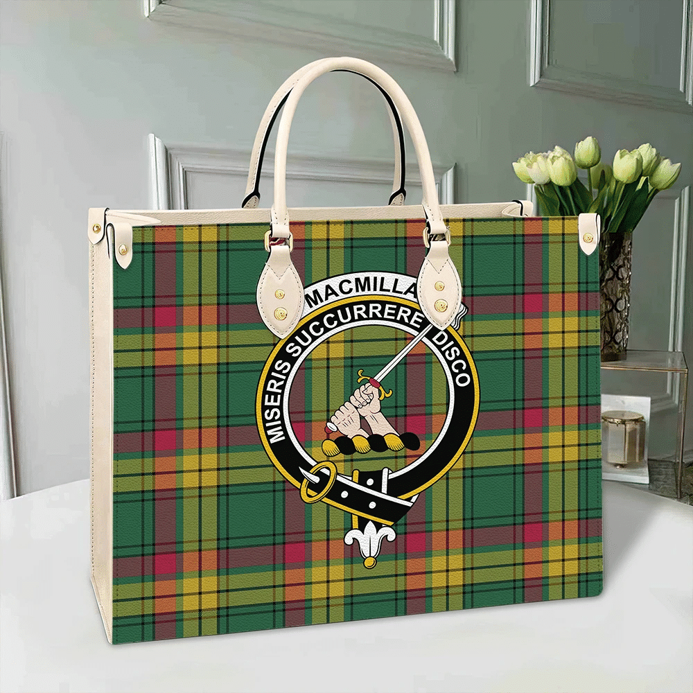 Clan MacMillan Old Ancient Tartan Crest Leather Bag EA57 Clan MacMillan Tartan Today   