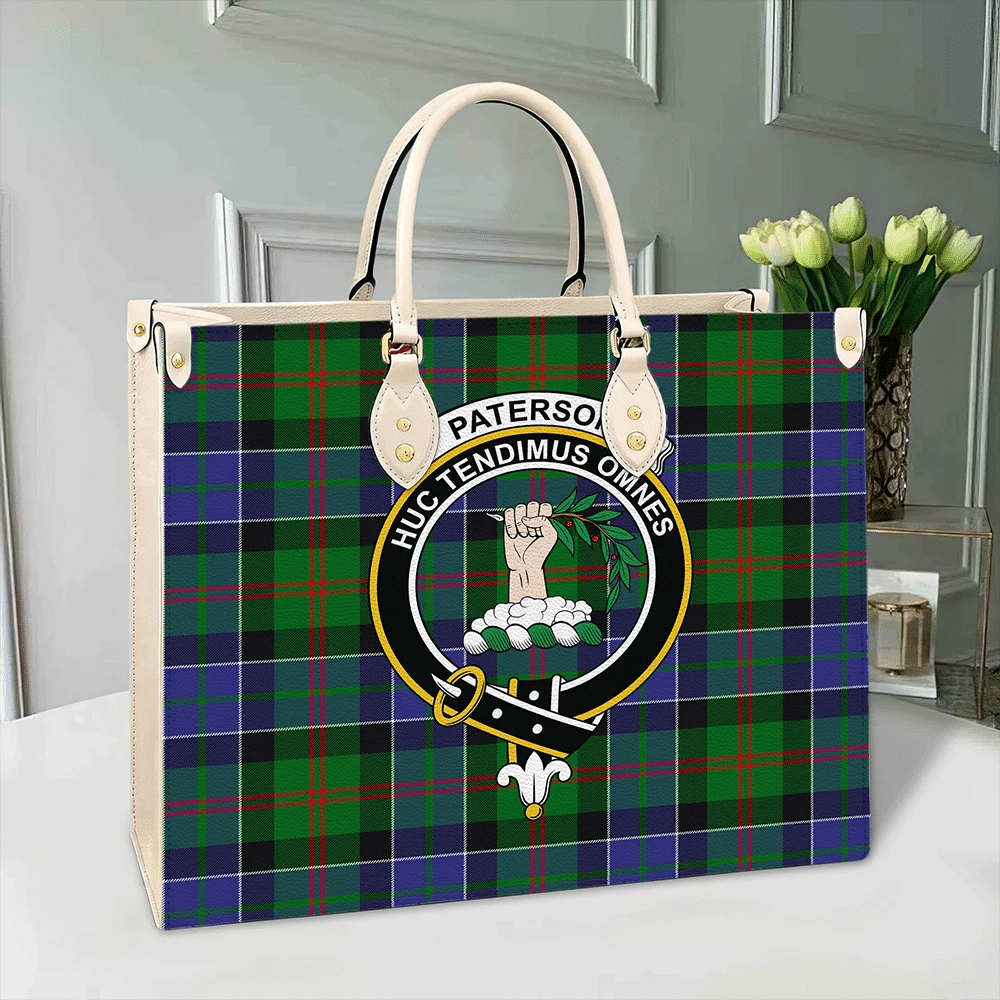 Clan Paterson Tartan Crest Leather Bag DT46 Clan Paterson Tartan Today   