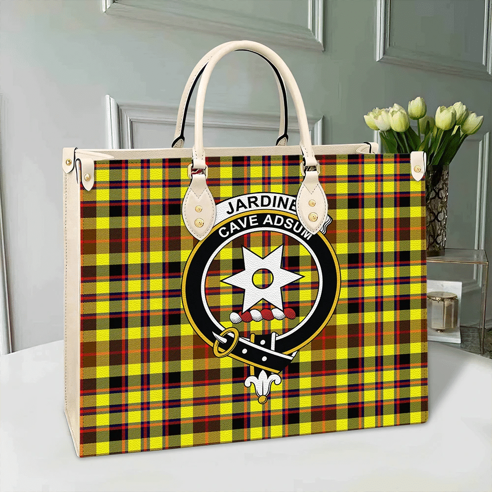 Clan Jardine Tartan Crest Leather Bag CF99 Clan Jardine Tartan Today   