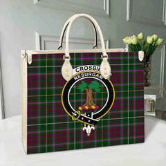 Clan Crosbie Tartan Crest Leather Bag SD74 Clan Crosbie Tartan Today   