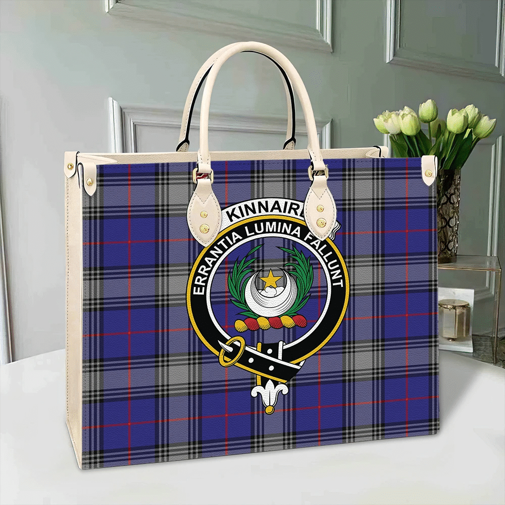 Clan Kinnaird Tartan Crest Leather Bag TR82 Clan Kinnaird Tartan Today   