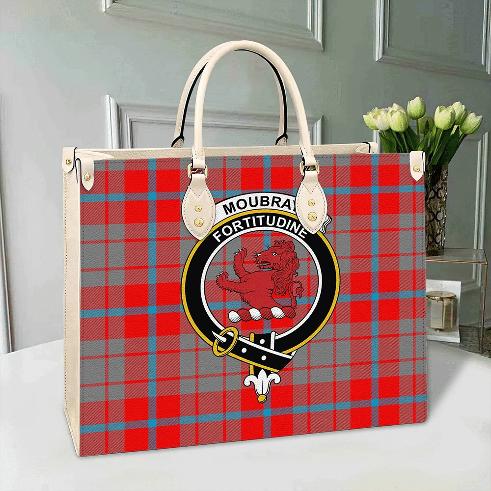 Clan Moubray Tartan Crest Leather Bag KG95 Clan Moubray Tartan Today   