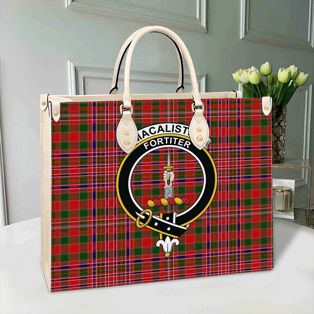 Clan MacAlister Modern Tartan Crest Leather Bag GT80 Clan MacAlister Tartan Today   