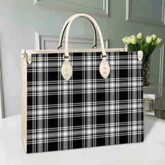 Clan Menzies Black & White Modern Tartan Leather Bag FL83 Clan Menzies Tartan Today   