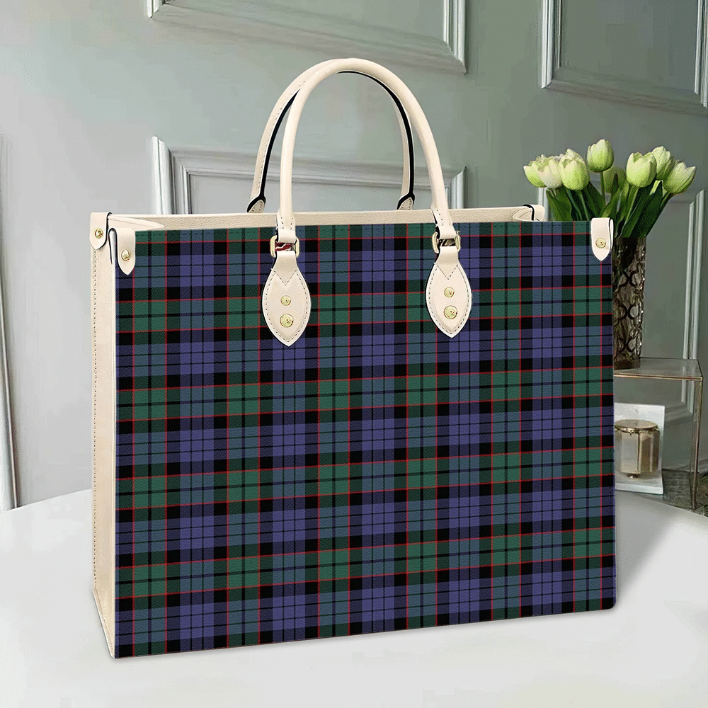 Clan Fletcher Modern Tartan Leather Bag NU76 Clan Fletcher Tartan Today   