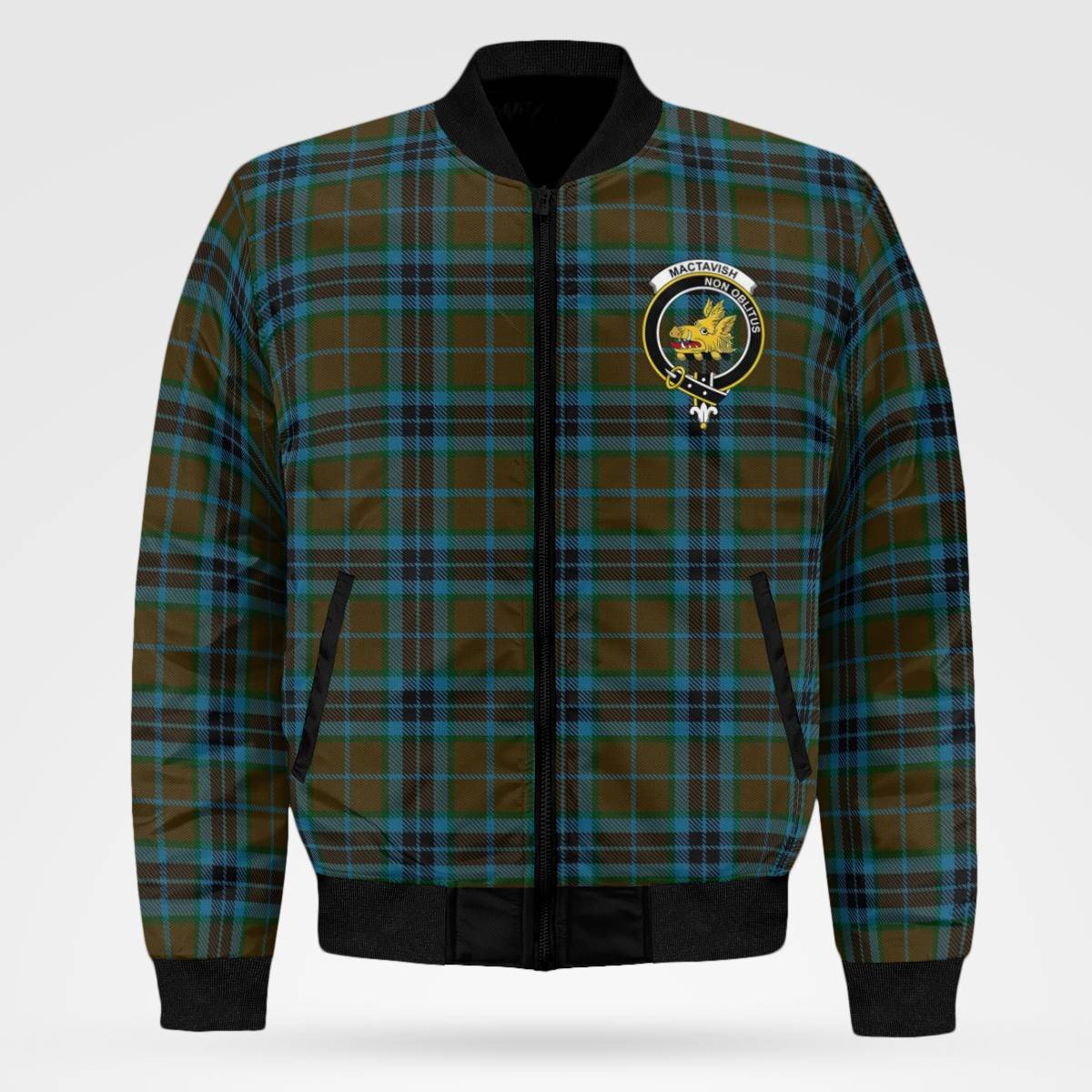 Clan MacTavish Hunting Tartan Crest Bomber Jacket NL80 Abercrombie Tartan Tartan Bomber Jacket   