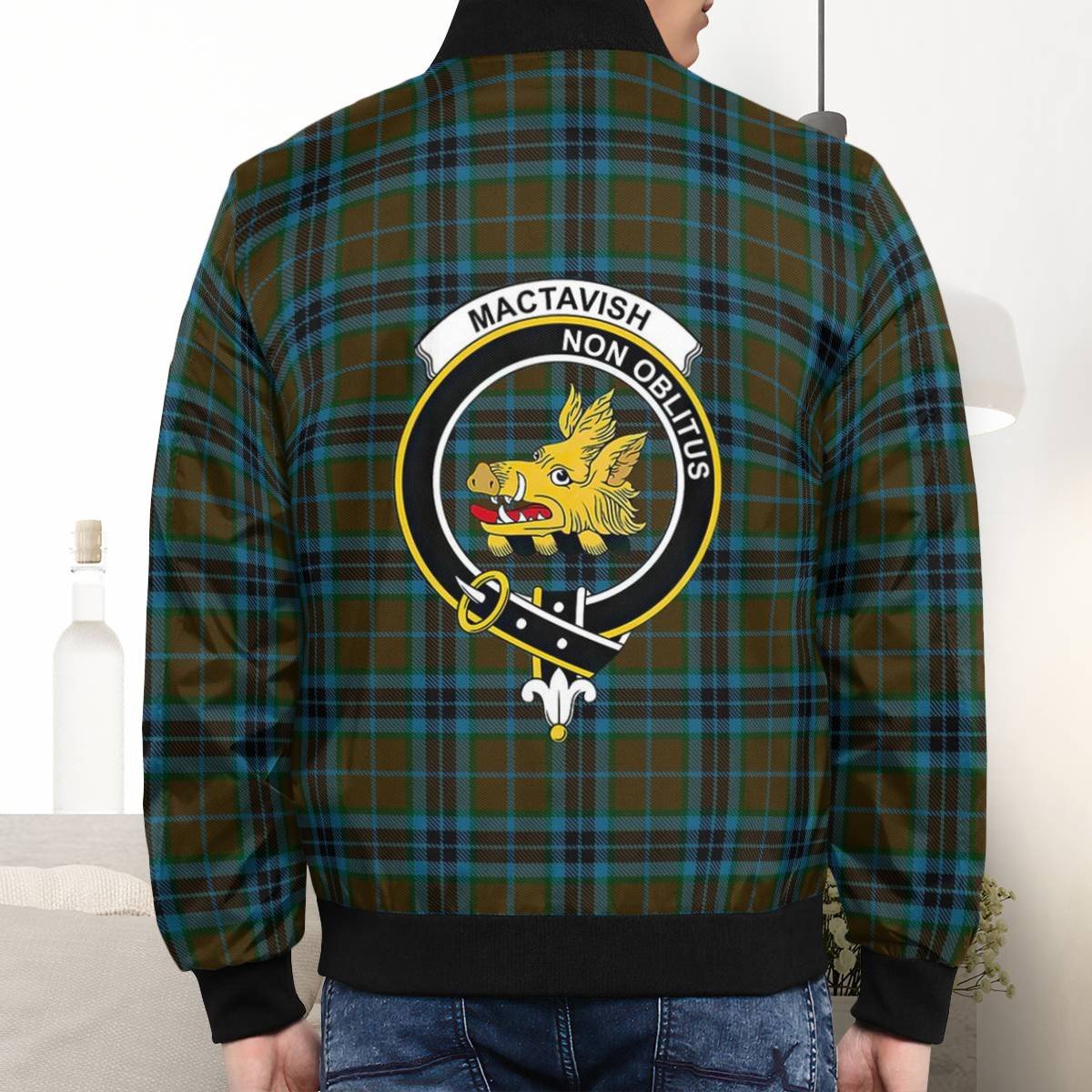 Clan MacTavish Hunting Tartan Crest Bomber Jacket NL80 Abercrombie Tartan Tartan Bomber Jacket   