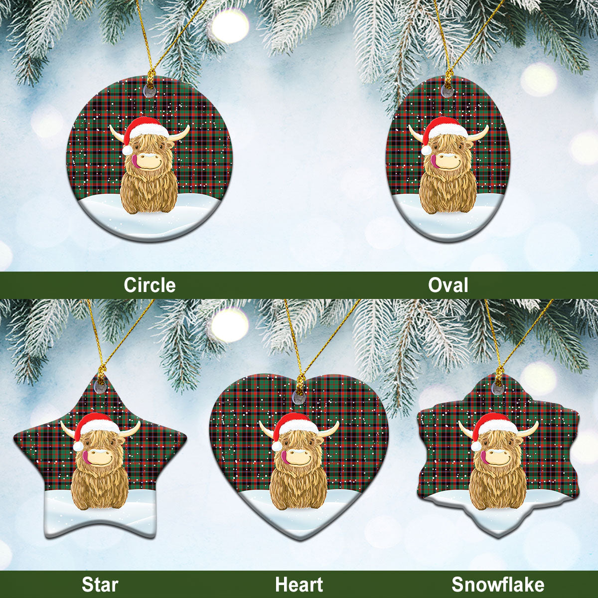 Clan Cumming Hunting Ancient Tartan Christmas Ceramic Ornament Highland Cows Style ZZ18 Cumming Hunting Ancient Tartan Tartan Ornament   