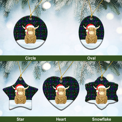 Clan Davidson Modern Tartan Christmas Ceramic Ornament Highland Cows Style ZB19