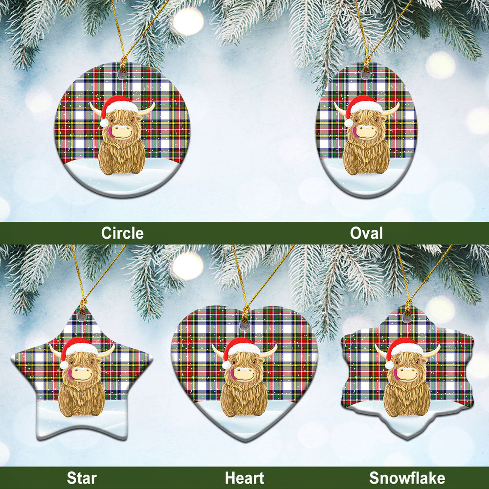 Clan Dennistoun Tartan Christmas Ceramic Ornament Highland Cows Style JB83 Dennistoun Tartan Tartan Ornament   