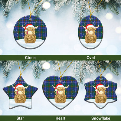 Clan Edmonstone Tartan Christmas Ceramic Ornament Highland Cows Style