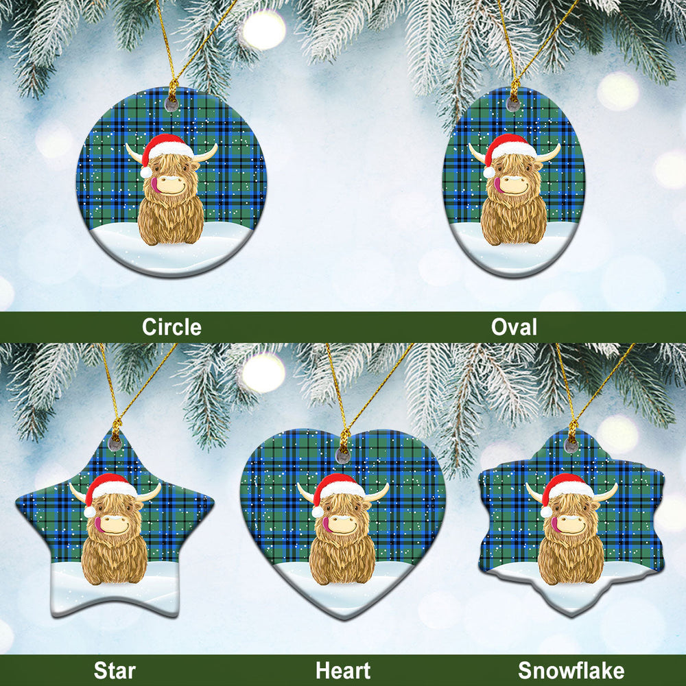 Clan Falconer Tartan Christmas Ceramic Ornament Highland Cows Style TP76 Falconer Tartan Tartan Ornament   