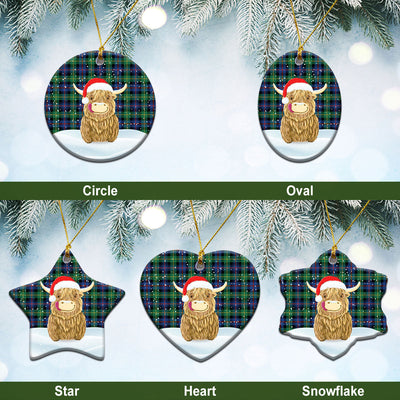 Clan Farquharson Ancient Tartan Christmas Ceramic Ornament Highland Cows Style KJ78