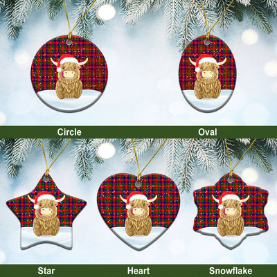 Clan Gow (of Skeoch) Tartan Christmas Ceramic Ornament Highland Cows Style OF68