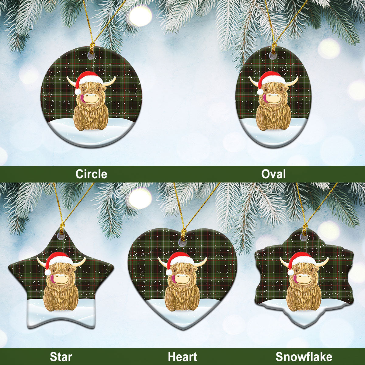 Clan MacDermotts Tartan Christmas Ceramic Ornament Highland Cows Style VV54 MacDermotts Tartan Tartan Ornament   