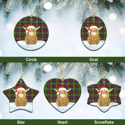 Clan MacDonald (Clan Ranald) Tartan Christmas Ceramic Ornament Highland Cows Style
