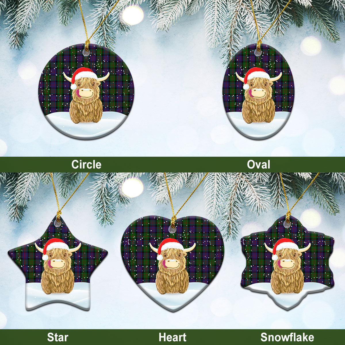 Clan MacDonald Tartan Christmas Ceramic Ornament Highland Cows Style AI22 MacDonald Tartan Tartan Ornament   