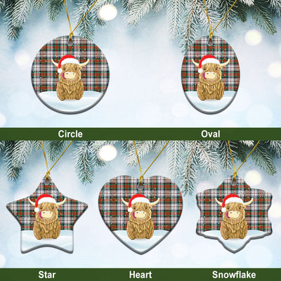 Clan MacDuff Dress Ancient Tartan Christmas Ceramic Ornament Highland Cows Style