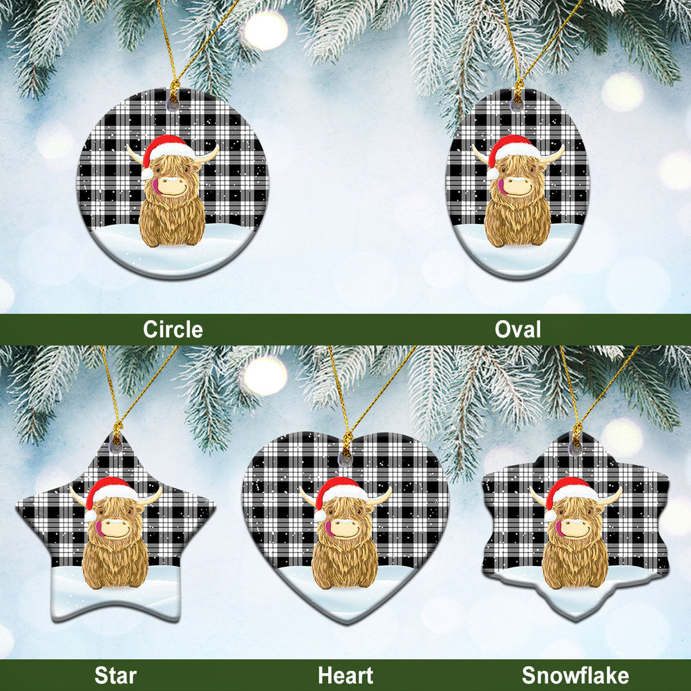 Clan MacFarlane Black _ White Tartan Christmas Ceramic Ornament Highland Cows Style TJ33 MacFarlane Black _ White Tartan Tartan Ornament   