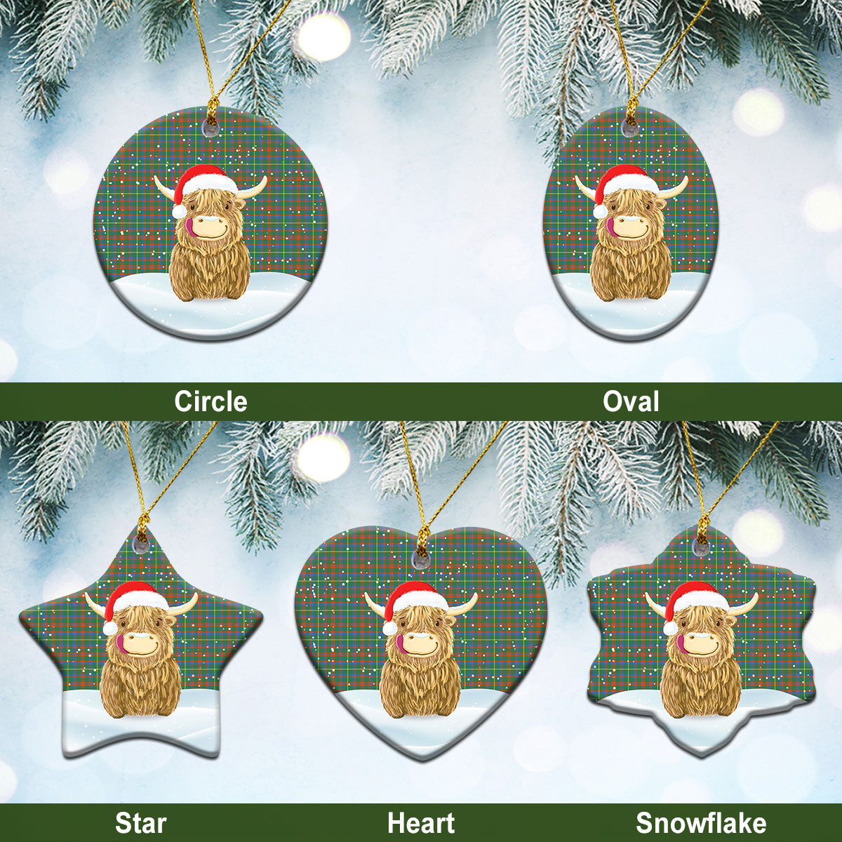 Clan MacKintosh Hunting Ancient Tartan Christmas Ceramic Ornament Highland Cows Style WR44 MacKintosh Hunting Ancient Tartan Tartan Ornament   