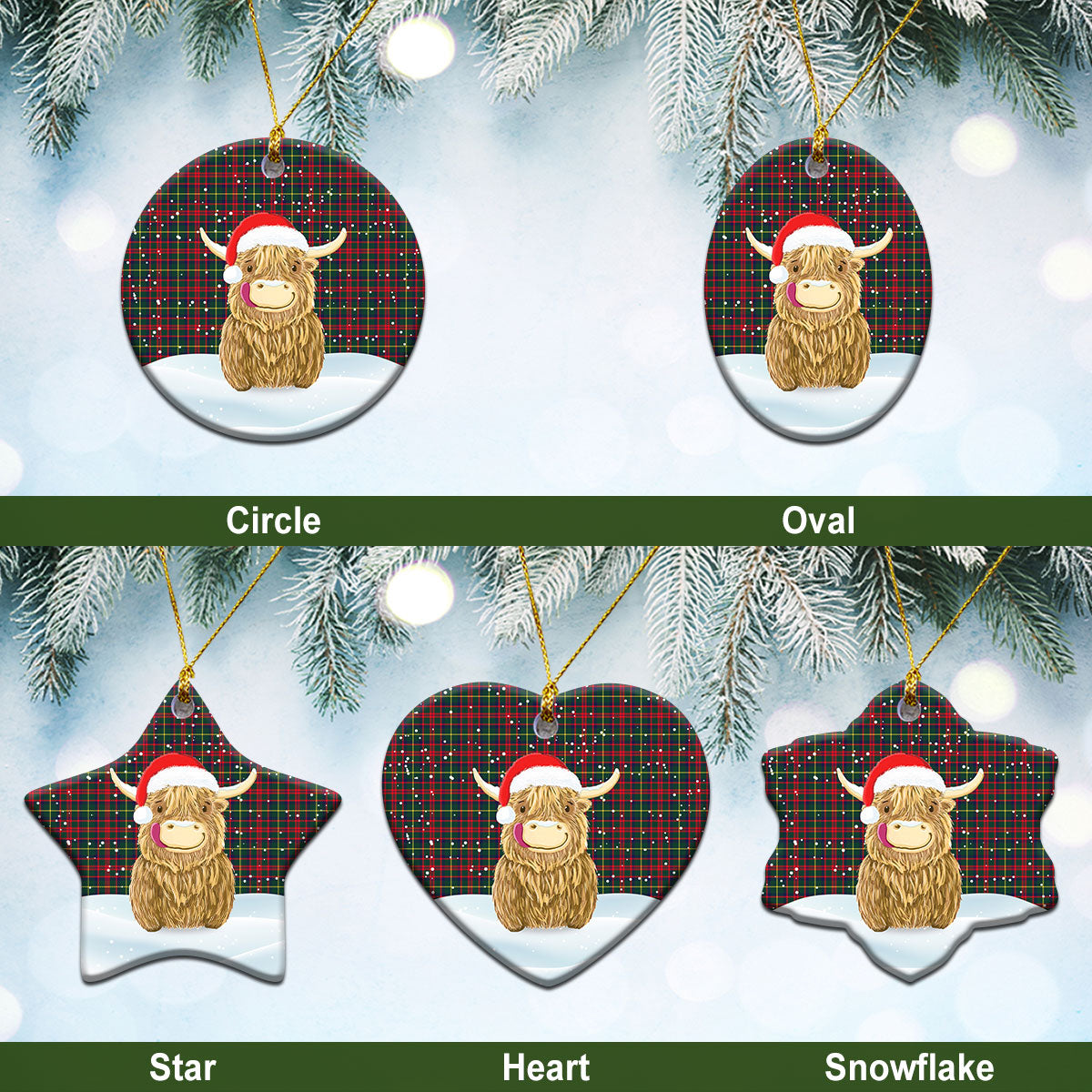 Clan MacKintosh Hunting Modern Tartan Christmas Ceramic Ornament Highland Cows Style EP56 MacKintosh Hunting Modern Tartan Tartan Ornament   