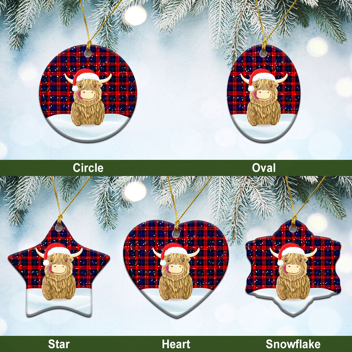 Clan MacLachlan Modern Tartan Christmas Ceramic Ornament Highland Cows Style PW51 MacLachlan Modern Tartan Tartan Ornament   