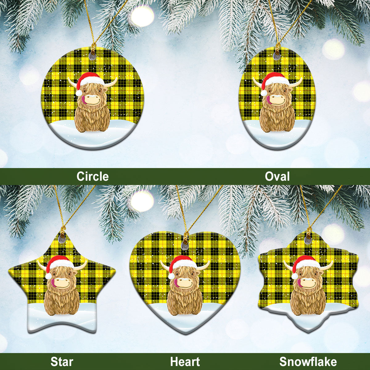 Clan MacLeod of Lewis Modern Tartan Christmas Ceramic Ornament Highland Cows Style BV15 MacLeod of Lewis Modern Tartan Tartan Ornament   