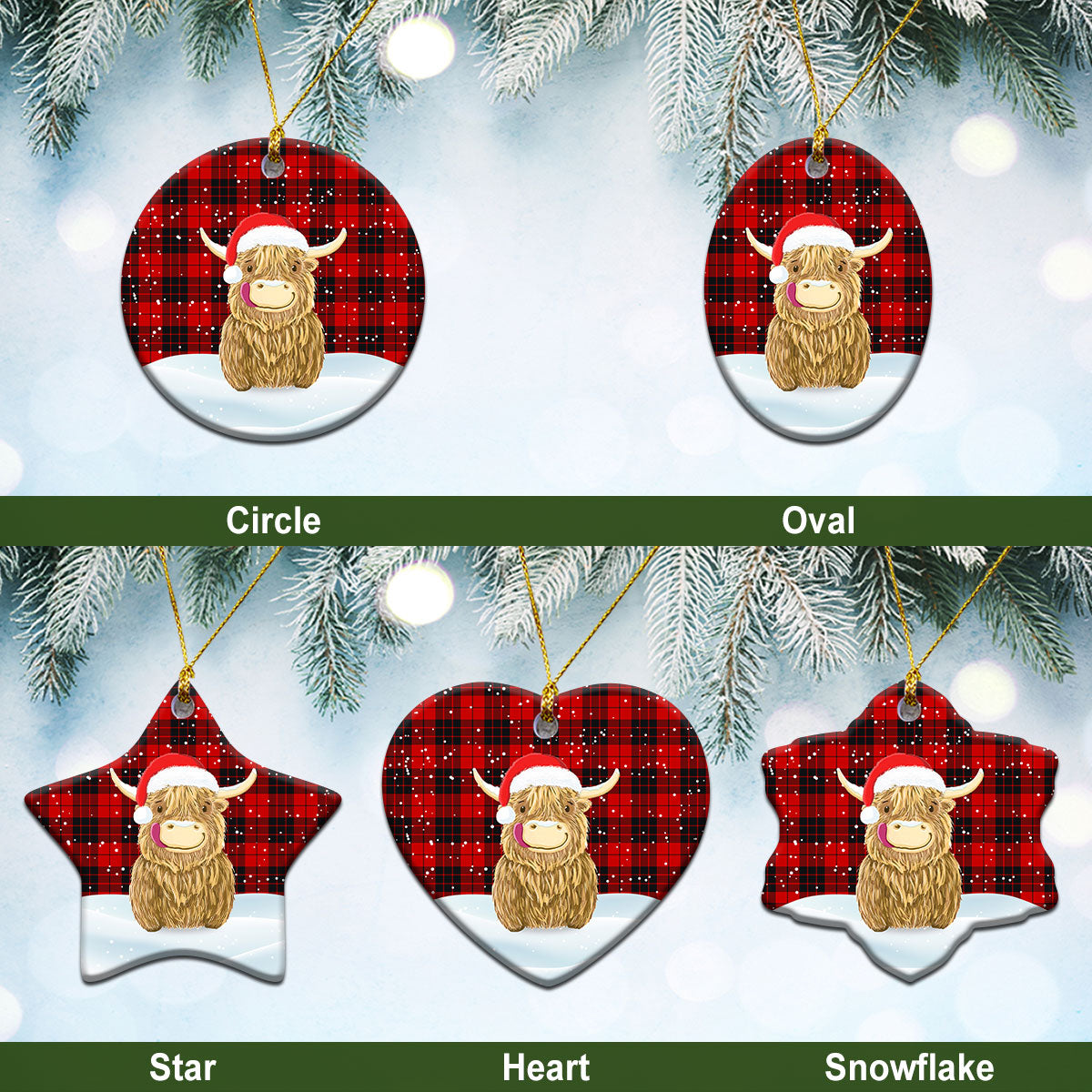 Clan MacLeod of Raasay Tartan Christmas Ceramic Ornament Highland Cows Style QQ31 MacLeod of Raasay Tartan Tartan Ornament   